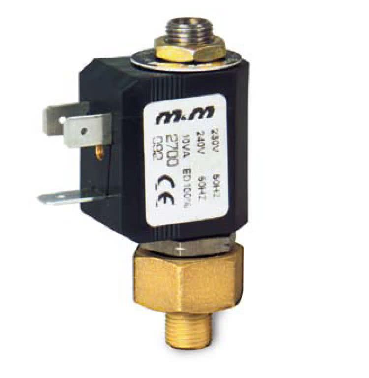 2-Wege Magnetventil, G 1/8", Messing, stromlos geöffnet, direktgesteuert
