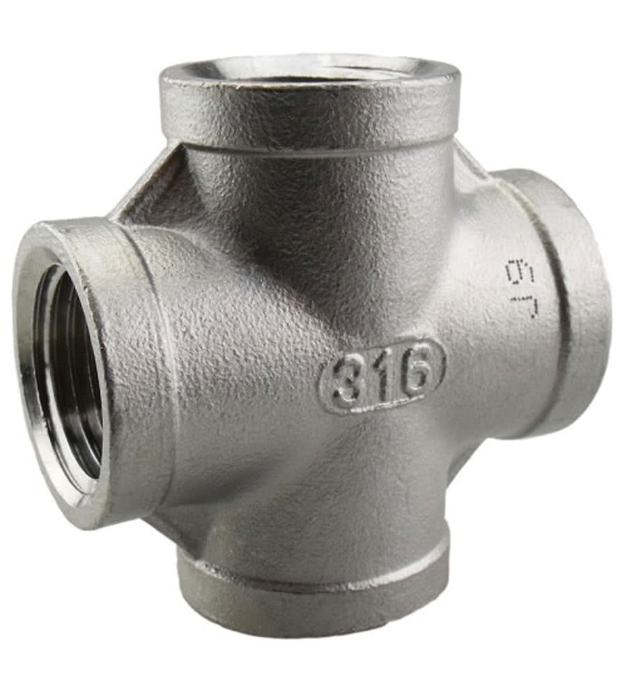 Gewindefitting, Kreuz-Verbinder, zylindrisch, Edelstahl, 4x G 1" IG