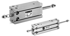 SMC Pneumatik - C(D)UW, Miniaturzylinder für Direktmontage, durchgehende Kolbenstange, eingebauter Magnetring, 20, M5X0.8, 25, ohne Signalgeber, 0.5 m