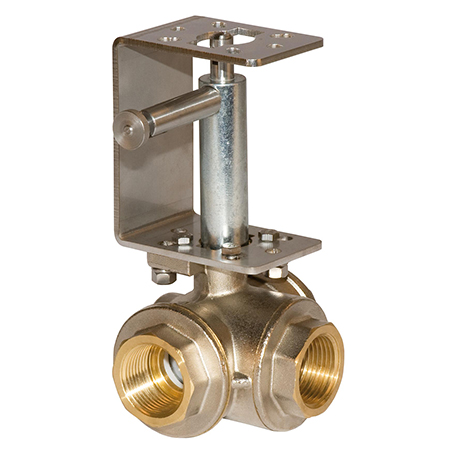 Comparato - Kugelhahn mit Abstandshalter und Handnotbetätigung aus Edelstahl für Diamant PRO Stellantrieb, Voller Durchgang, T Bohrung, DN20, PN16, 3/