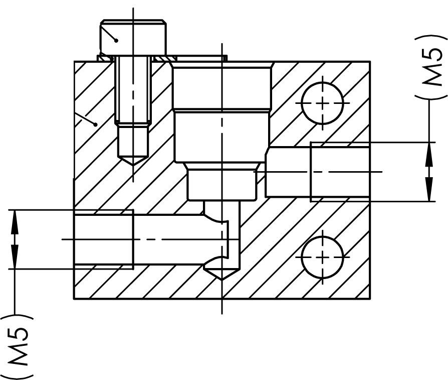 Montageblock Ø8mm für Mikroventile aus Edelstahl - M5