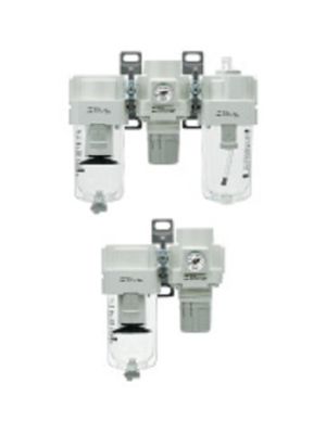 SMC Pneumatik - Wartungseinheit mit der Reihenfolge Filter, Mikrofilter, Regler, Handabsperrventil