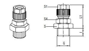 Gerader Einschraub-Verschraubung, O.D. Schlauch 6.4 mm, Außengewinde G 1/8