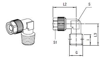 L-Verbinder, O.D. Schlauch 4,3/3 mm, Außengewinde R 1/8