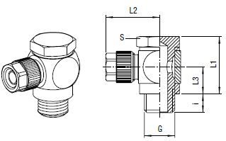 L-Schwenk-Verbinder, O.D. Schlauch 4.3/3 mm, Außengewinde M 5