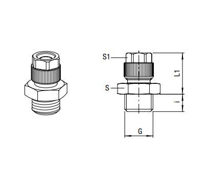 Gerader Einschraub-Verschraubung, O.D. Schlauch 4.3/3 mm, Außgewinde M 5