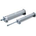 SMC Pneumatik - C(D)G1-*S/T-Z, Druckluftzylinder, einfachwirkend, mit Federkraft eingefahren, mit Federkraft ausgefahren, (Fuß Axiale Richtung), 20, 50, (Einfachwirkend, Federkraft eingefahren)