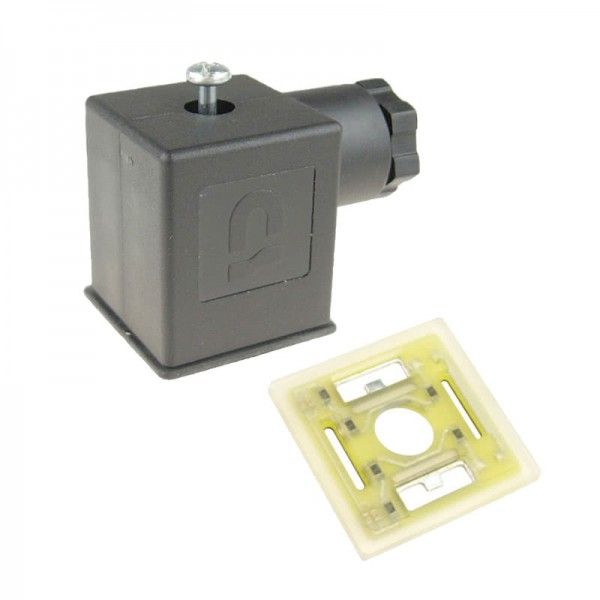 Gerätestecker Bauform A mit leuchtender Dichtung 12V/24V mit LED und Zehnderdiode - 50W