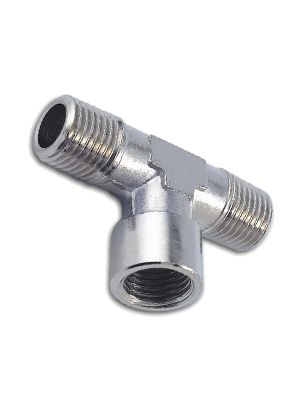 T-Stück mit BSPT- und metrischem Gewinde, 2xAußengewinde, 1xInnengewinde