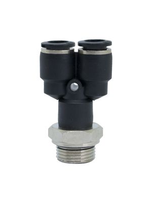 Schwenkbarer Y-Steckanschlussverbinder mit BSPP & metrischem Gewinde vernickelt