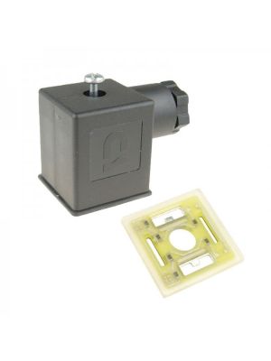 Gerätestecker Bauform A mit leuchtender Dichtung 12V/24V mit LED und Zehnderdiode - 50W