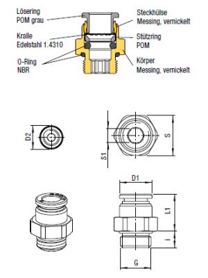 959X44-4FF Gerader-Verbinder Push-In, O.D. Schlauch 4,0 mm, O.D. Schlauch  4,0 mm